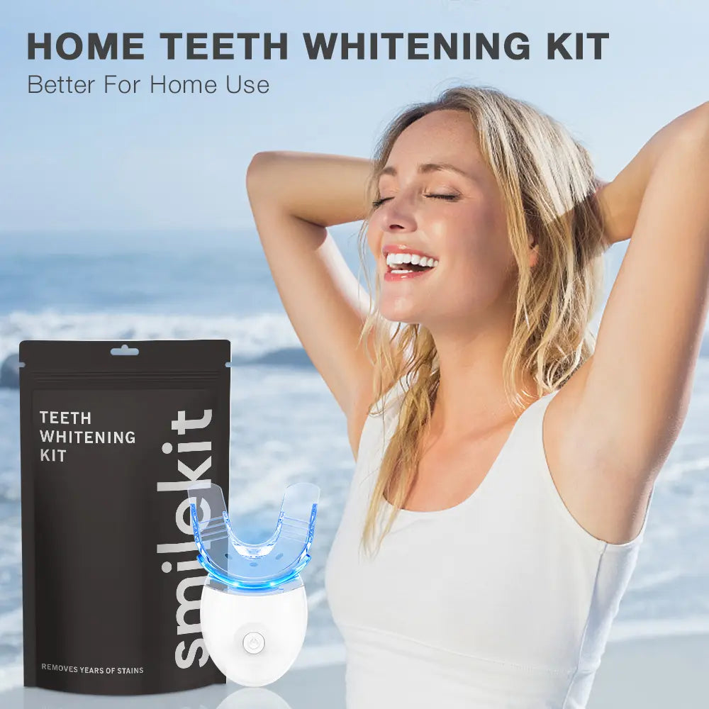 Teeth Whitening Kit for Sensitive Teeth with LED Blue Light, 10 Teeth Whitening Gel