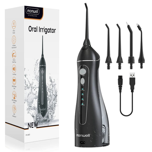 Water Floss Portable Cordless F18 Water Flosser 3 Cleaning Modes Waterproof Rechargeable Water Cleaner 4 Nozzles Clean Gums